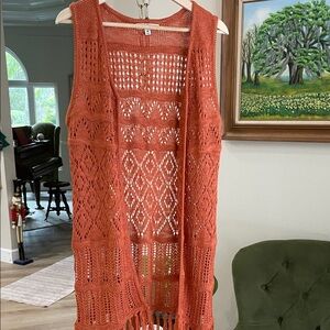 Ya Los Angeles Orange Crochet Vest